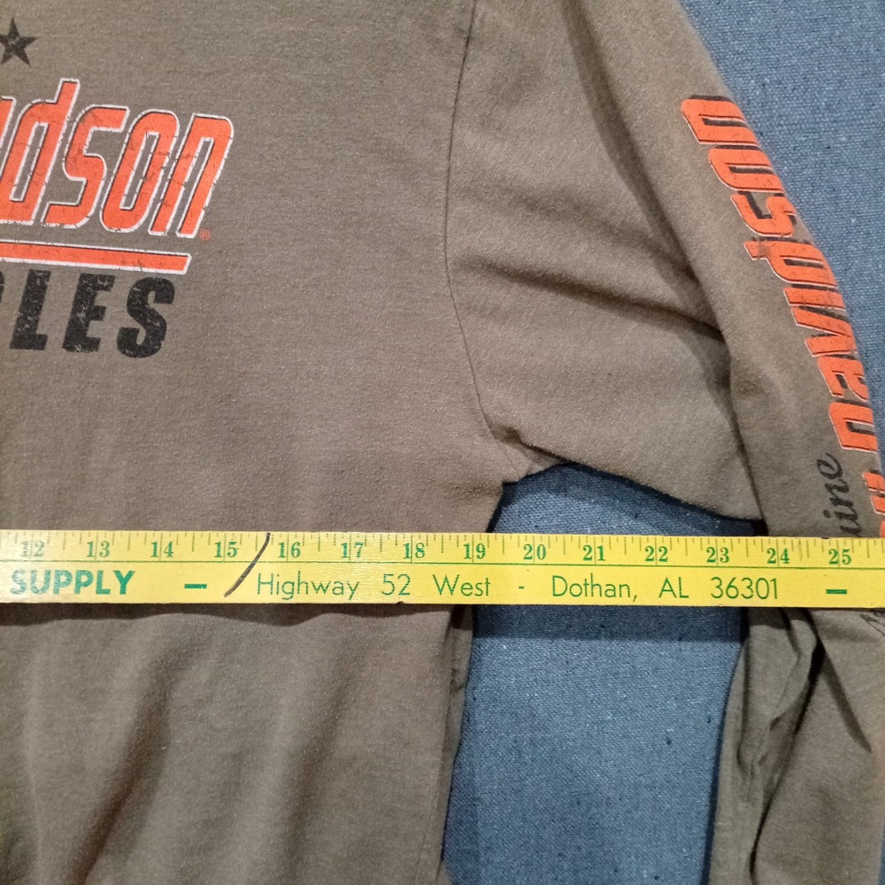 Harley-Davidson Mens Long Sleeve Graphic T-Shirt Tan Dothan Alabama Eagle L - Picture 7 of 9